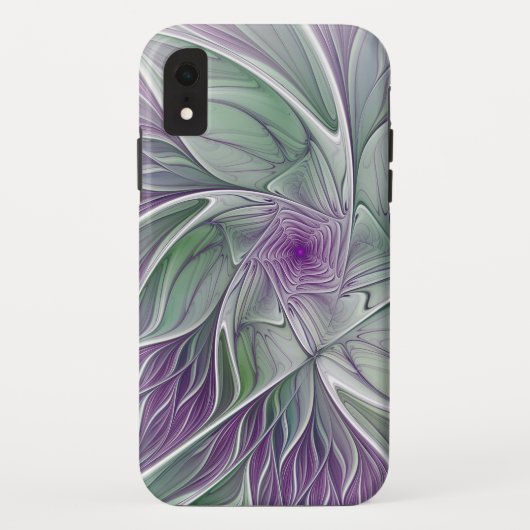 Bloemdromen, Abstracte Paarse groene fractale kuns Case-Mate iPhone Case (Achterkant)