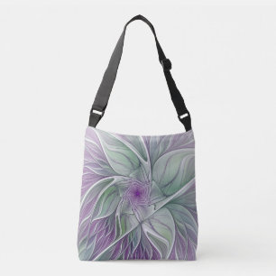 Bloemdromen, Abstracte Paarse groene fractale kuns Crossbody Tas