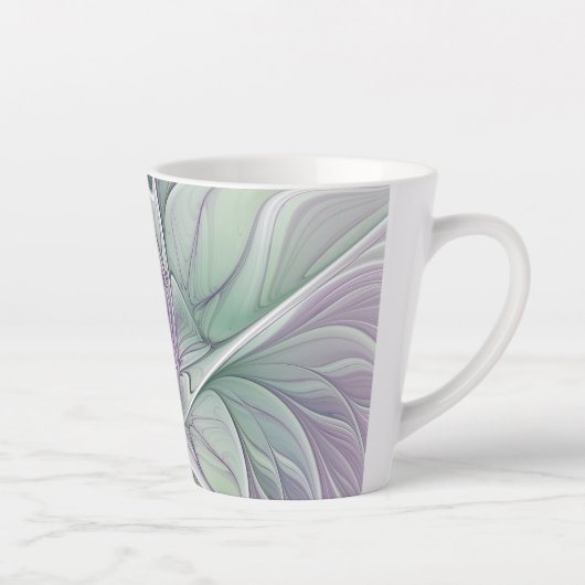 Bloemdromen, Abstracte Paarse groene fractale kuns Latte Mok (Rechts)