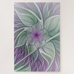 Bloemdromen, Abstracte Paarse groene fractale kuns Legpuzzel