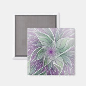 Bloemdromen, Abstracte Paarse groene fractale kuns Magneet (Voorkant / Achterkant)