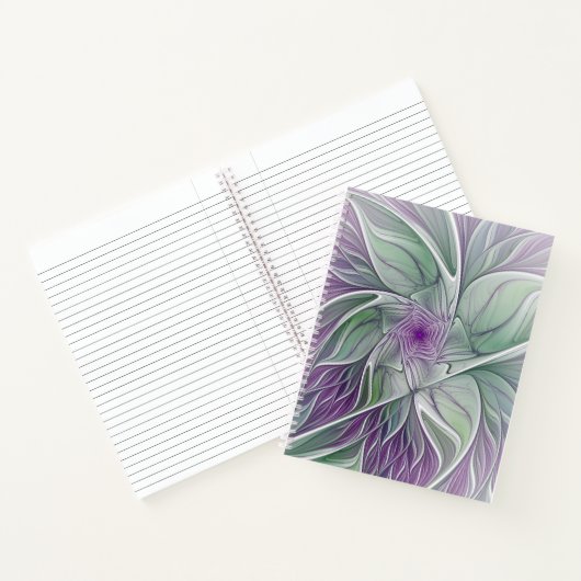 Bloemdromen, Abstracte Paarse groene fractale kuns Notitieboek (Binnen)