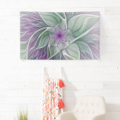Bloemdromen, Abstracte Paarse groene fractale kuns Spandoek (Insitu)
