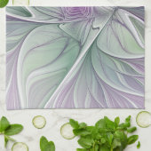 Bloemdromen, Abstracte Paarse groene fractale kuns Theedoek (Gevouwen)
