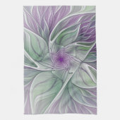 Bloemdromen, Abstracte Paarse groene fractale kuns Theedoek (Verticaal)