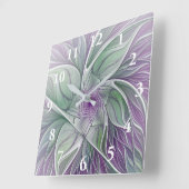 Bloemdromen, Abstracte Paarse groene fractale kuns Vierkante Klok (Hoek)