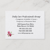 Bloemdroomrijke zorgverlener visitekaartje (Achterkant)