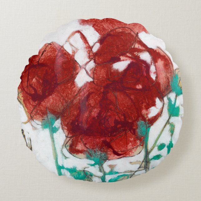 Bloemdruk I Rond Kussen (Voorkant)