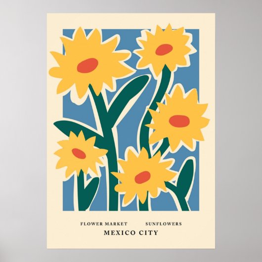Bloemdruk Mexicaanse stad Sunflower aesthet Poster (Voorkant)