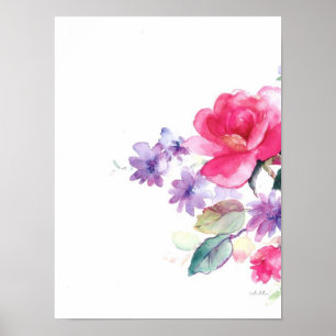 bloemdruk waterverf poster
