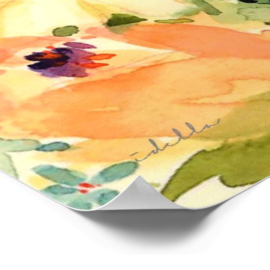 bloemdruk waterverf poster (Hoek)