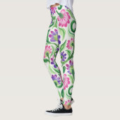 Bloemelementen Tie Dye Effect Patroon Leggings (Links)