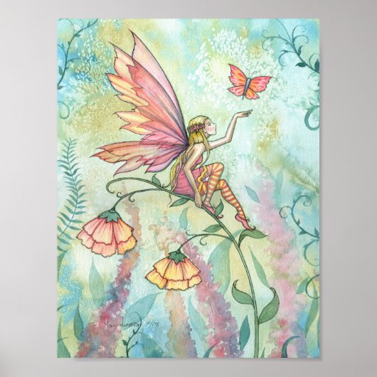Bloemelfen Vlinder Kunst Poster Print (Voorkant)