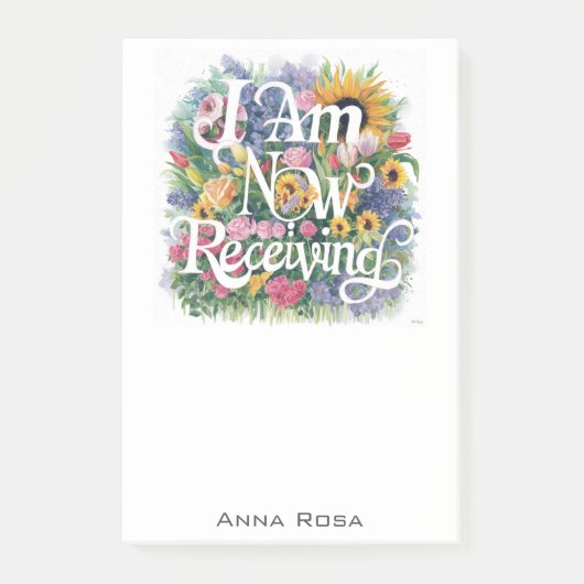 *~* Bloemen 10 IK ONTVANG NU AP85 Manifesting Post-it® Notes (Voorkant)