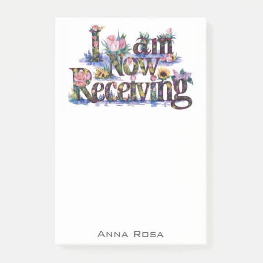 *~* Bloemen 16 IK ONTVANG NU AP85 Manifesting Post-it® Notes (Voorkant)
