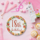 Bloemen 18e Verjaardag Papier Bord (Feest)