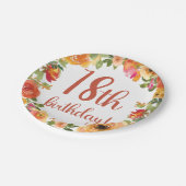 Bloemen 18e Verjaardag Papier Bord (Gekanteld)