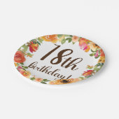 Bloemen 18e Verjaardag Papier Bord (Gekanteld)