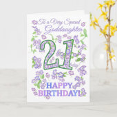  Bloemen 21e Verjaardag Speciale Goddaughter Kaart (Gele Bloem)