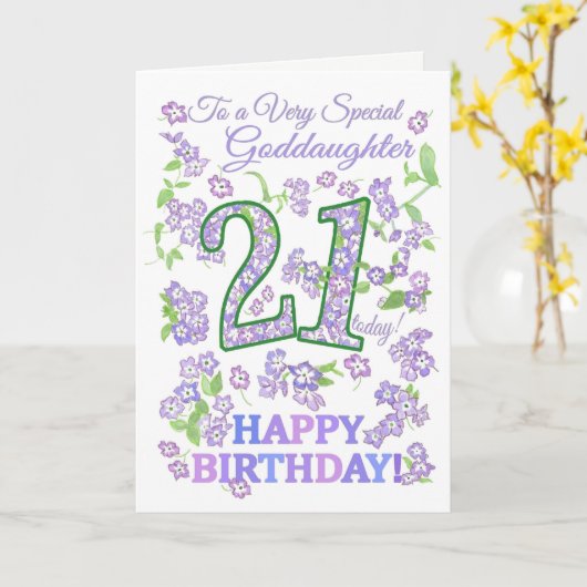  Bloemen 21e Verjaardag Speciale Goddaughter Kaart (Gele Bloem)