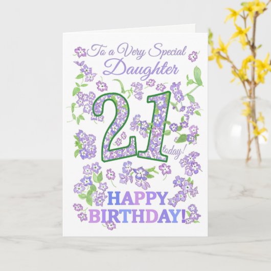 Bloemen 21ste Verjaardag Zeer Bijzondere Dochter Kaart (Gele Bloem)