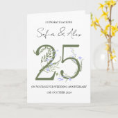 Bloemen 25ste huwelijksverjaardag groet kaart (Gele Bloem)