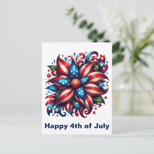 Bloemen 4 juli briefkaart (Staand voorkant)