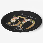 Bloemen 50e Verjaardag Zwart Goud Bohemian Papieren Bordje (Gekanteld)