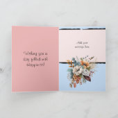 Bloemen 50ste verjaardag aangepaste naam roze kaart (Binnen)