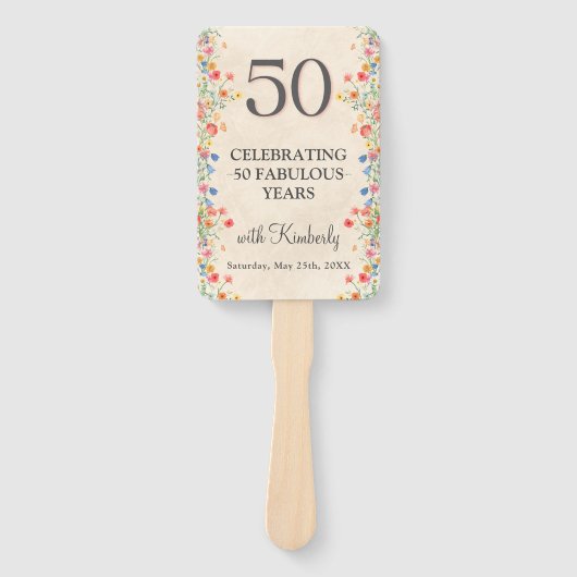 Bloemen 50ste Verjaardag Custom 50 jaar moderne ch Handwaaier (Voorkant)