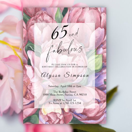 Bloemen 65ste Verjaardag Uitnodiging