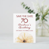 Bloemen 70e verjaardag – Elegant Geel Bloom Design Aankondigingskaart (Staand voorkant)