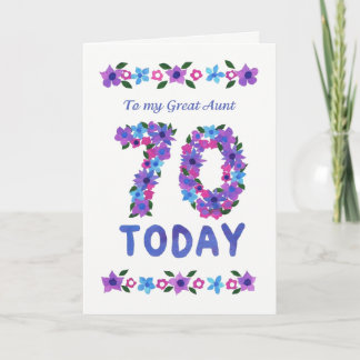 Bloemen 70e Verjaardag, voor Tante Kaart