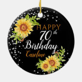 Bloemen 70e verjaardag Zonnebloem Keramisch Ornament (Achterkant)