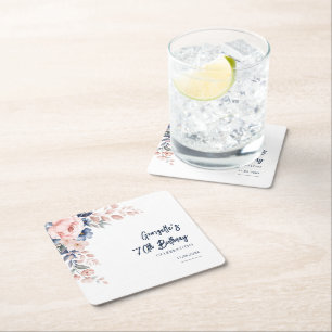 Bloemen 70e Verjaardagsfeest Botanische Aangepast Vierkante Kartonnen Onderzetter