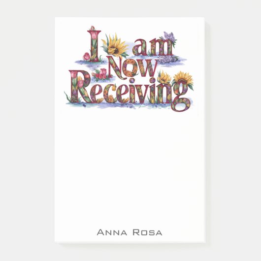 *~* Bloemen 7 IK ONTVANG NU AP85 Manifesting Post-it® Notes (Voorkant)