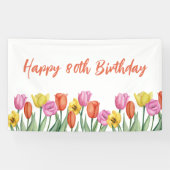 Bloemen 80e verjaardag pastel lente spandoek (Horizontaal)