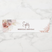 Bloemen 80e Verjaardagsfeest Pampas Grass Waterfles Etiket (Enkel label)