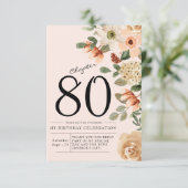 Bloemen 80ste verjaardag bedankkaart (Staand voorkant)