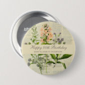  bloemen 80ste verjaardag ronde button 7,6 cm (Voorkant /achterkant)