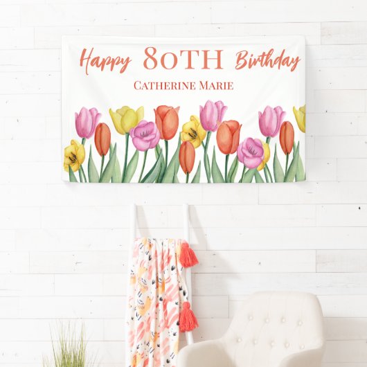 Bloemen 80ste verjaardag spandoek (Insitu)