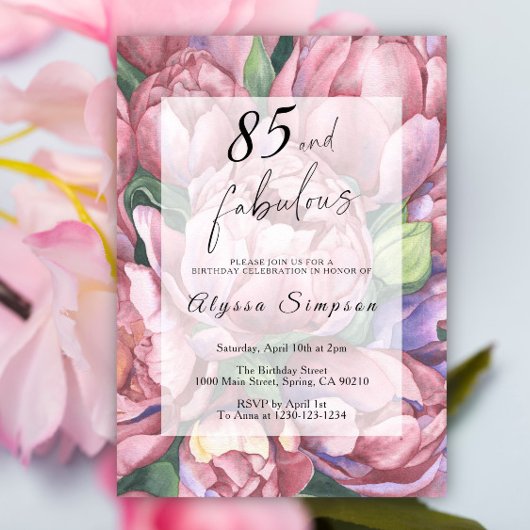  Bloemen 85ste Verjaardag Uitnodiging