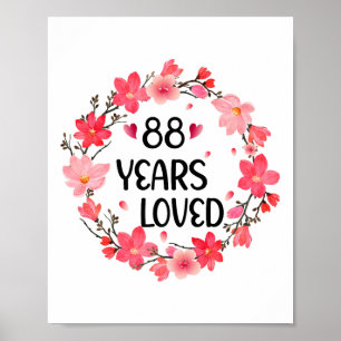 Bloemen 88 Jaar Geliefde Vrouwen 88 Jaar Oud Cool Poster