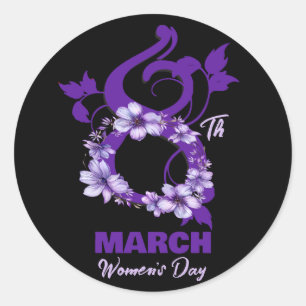 Bloemen 8 maart Internationale Vrouwendag 2025 Ronde Sticker