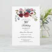 Bloemen 90ste verjaardag Waterverf Bloom Party Kaart (Staand voorkant)