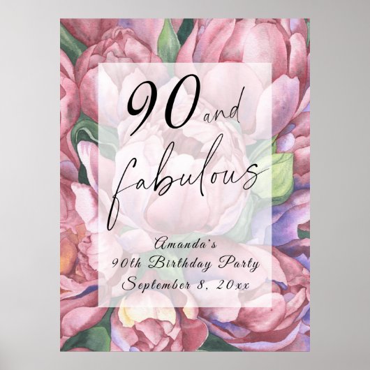 Bloemen 90ste Verjaardagsfeest Poster (Voorkant)