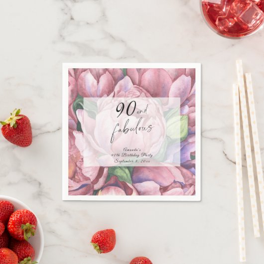 Bloemen 90ste Verjaardagsfeest Servet (Insitu)