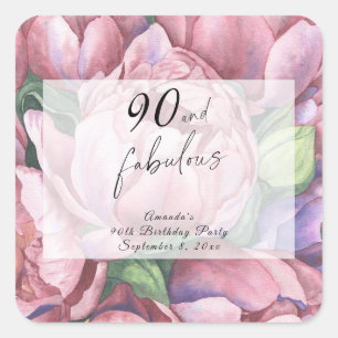 Bloemen 90ste Verjaardagsfeest Vierkante Sticker