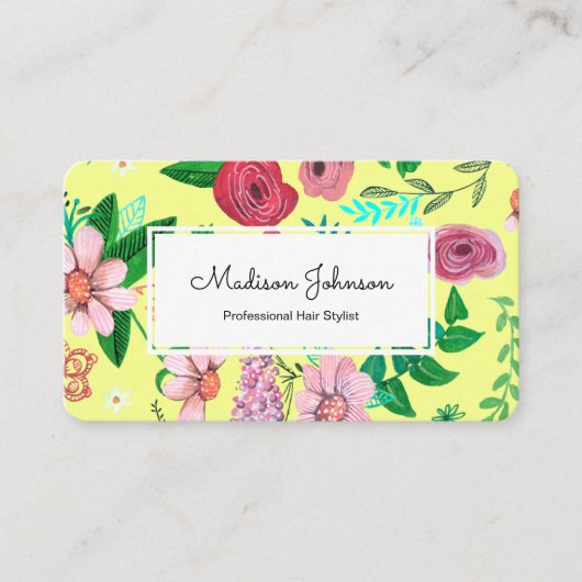 bloemen | Aangepast monogram | VISITEKAARTJES (Voorkant)