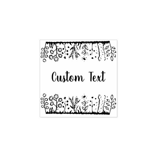 Bloemen Aangepaste Tekst rubberen stempel (Afrduk)